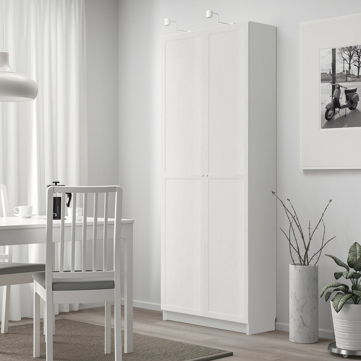 BILLY / OXBERG bookcase with doors, white, 80x41x202 cm