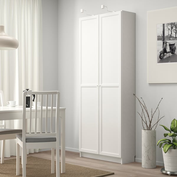 BILLY / OXBERG bookcase with doors, white, 80x30x202 cm