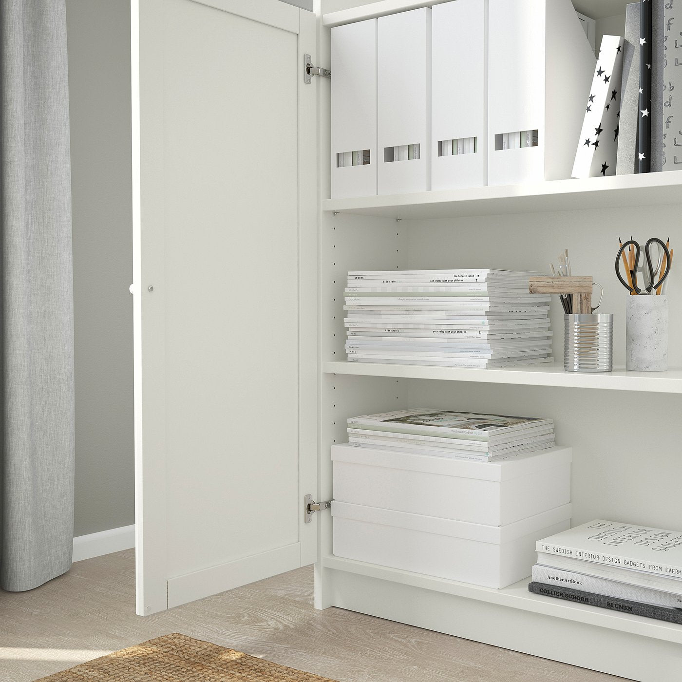 BILLY / OXBERG bookcase with doors, white, 80x30x202 cm