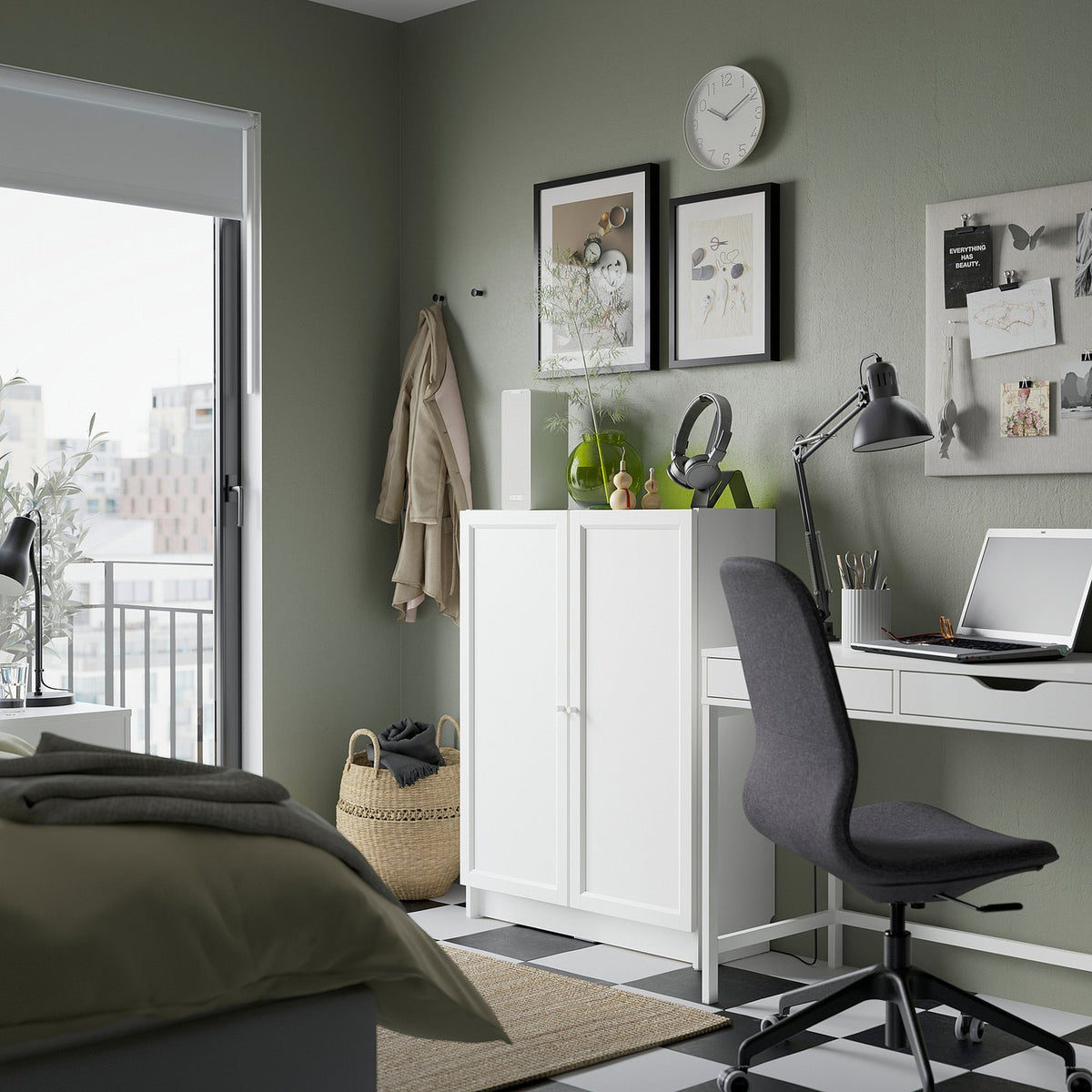 BILLY / OXBERG bookcase with doors, white, 80x30x106 cm