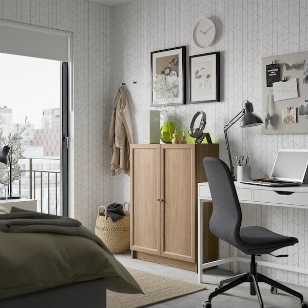Ikea BILLY / OXBERG - Bookcase with doors, oak effect, 80x30x106 cm