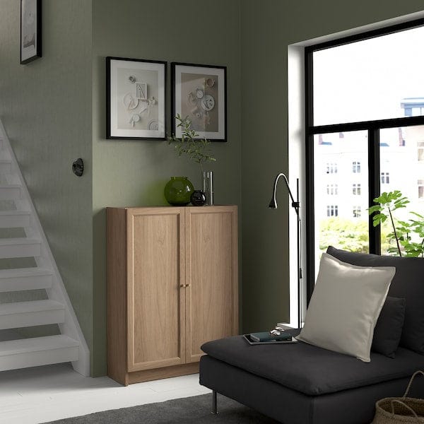 Ikea BILLY / OXBERG - Bookcase with doors, oak effect, 80x30x106 cm