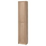 BILLY / OXBERG bookcase with doors, oak effect, 40x30x202 cm