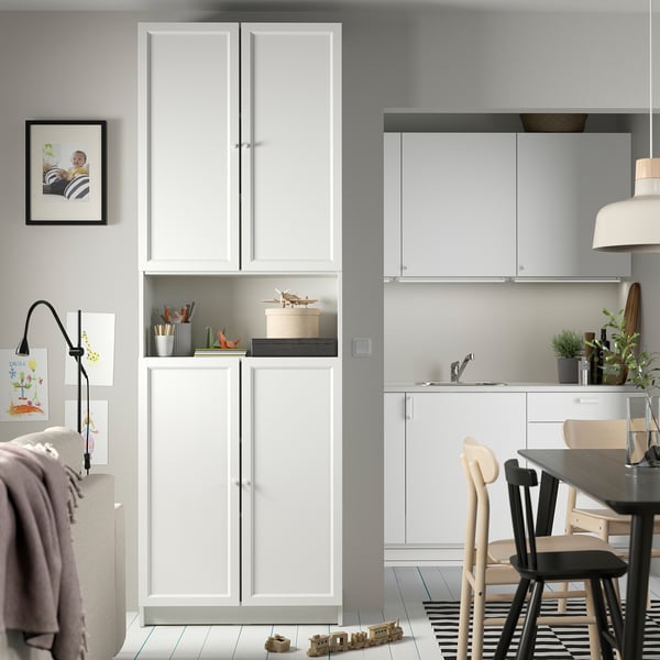 BILLY / OXBERG - BILLY / OXBERG Bookcase w doors/extension unit, white, 80x30x237 cm