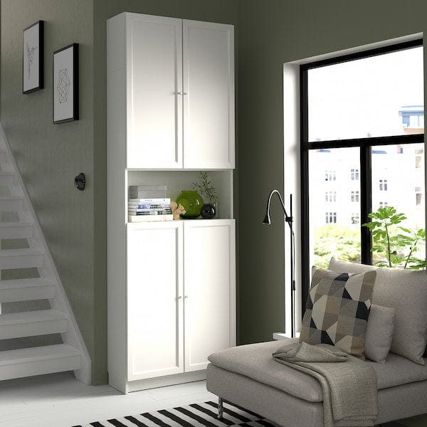 Ikea BILLY / OXBERG - Bookcase w doors/extension unit, white, 80x30x237 cm