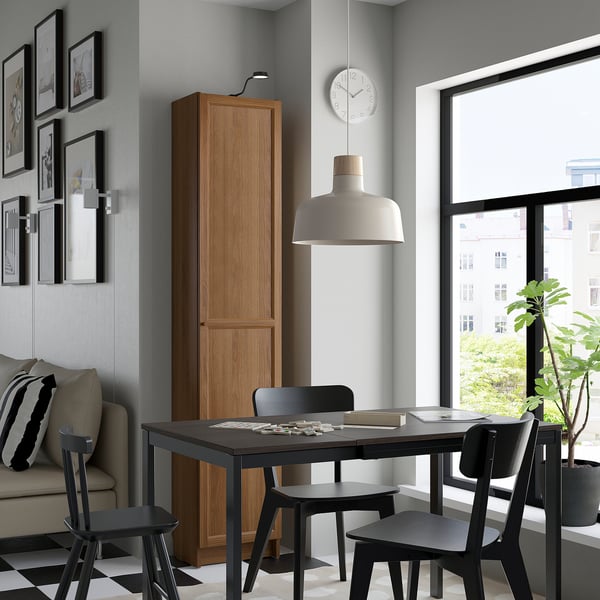 BILLY / OXBERG bookcase with doors, brown walnut effect, 40x30x202 cm