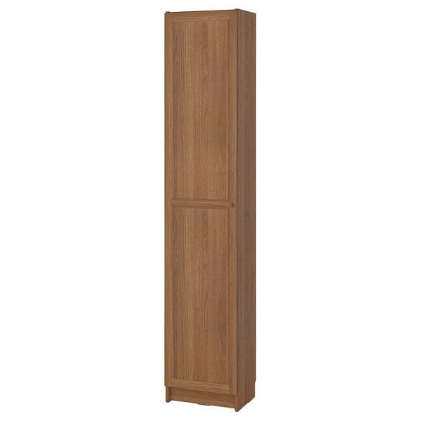 BILLY / OXBERG bookcase with doors, brown walnut effect, 40x30x202 cm