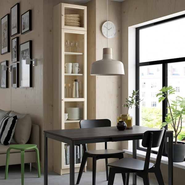 BILLY / OXBERG - Bookcase with glass doors/elem suppl, birch effect,40x30x237 cm