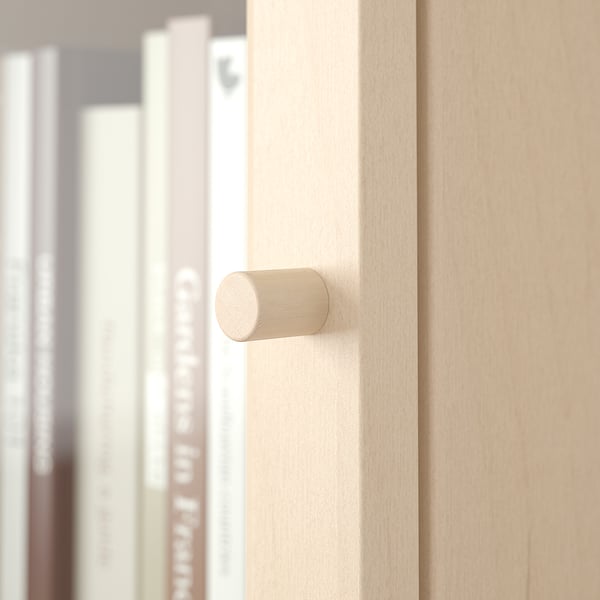 BILLY / OXBERG - Bookcase with glass doors/elem suppl, birch effect,40x30x237 cm