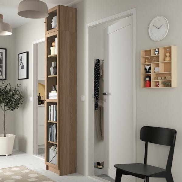 Ikea BILLY / OXBERG - Bookcase w glass doors/ext unit, oak effect, 40x30x237 cm