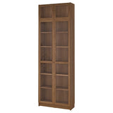 BILLY / OXBERG bookcase w glass doors/ext unit, brown walnut effect/clear glass, 80x30x237 cm