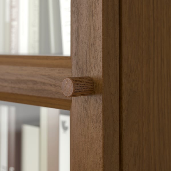 BILLY / OXBERG bookcase w glass doors/ext unit, brown walnut effect, 40x30x237 cm