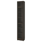 BILLY / OXBERG bookcase w glass doors/ext unit, dark brown oak effect, 40x30x237 cm