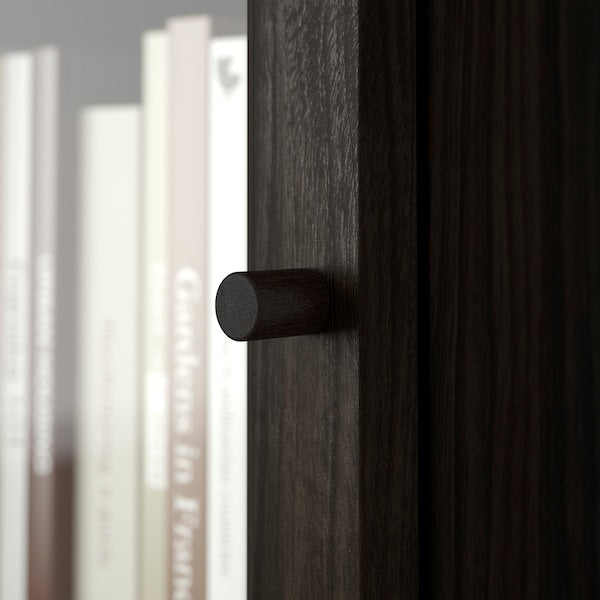 BILLY / OXBERG - Bookcase with glass doors/elem suppl, dark brown oak effect,40x30x237 cm