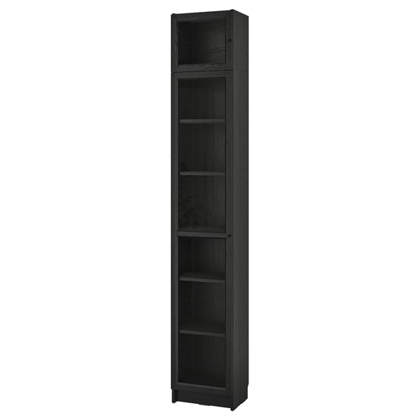 BILLY / OXBERG - BILLY / OXBERG Bookcase w glass doors/ext unit, black oak effect, 40x30x237 cm