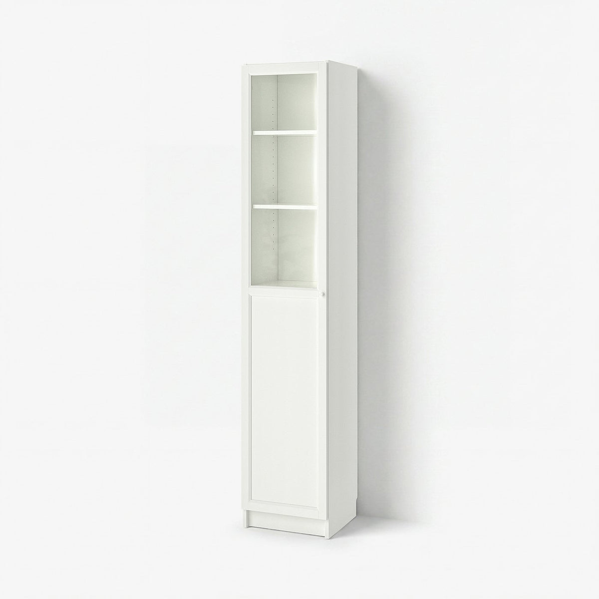 BILLY / OXBERG bookcase with panel/glass door, white/glass, 40x41x202 cm