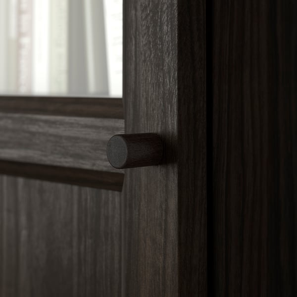 BILLY / OXBERG bookcase with panel/glass door, dark brown oak effect, 40x30x202 cm