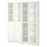 BILLY / OXBERG bookcase with panel/glass doors, white/glass, 160x30x202 cm
