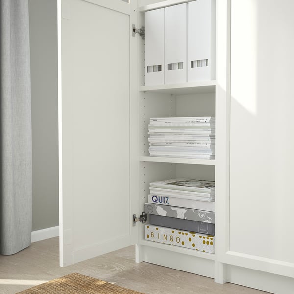BILLY / OXBERG - BILLY / OXBERG Bookcase with panel/glass doors, white/glass, 120x30x202 cm