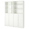 BILLY / OXBERG bookcase with panel/glass doors, white, 160x30x202 cm