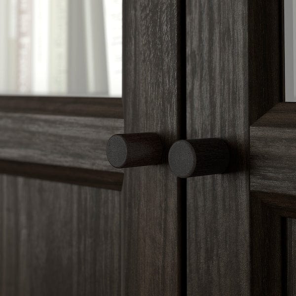 Ikea BILLY / OXBERG - Bookcase with glass panel/door, dark brown oak effect/transparent glass,160x30x202 cm