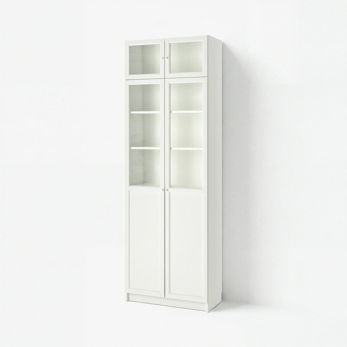 BILLY / OXBERG bookcase w hght ext ut/pnl/glss drs, white/glass, 80x41x237 cm