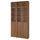 BILLY / OXBERG - BILLY / OXBERG Bookcase w hght ext ut/pnl/glss drs, brown walnut effect/clear glass, 120x30x237 cm