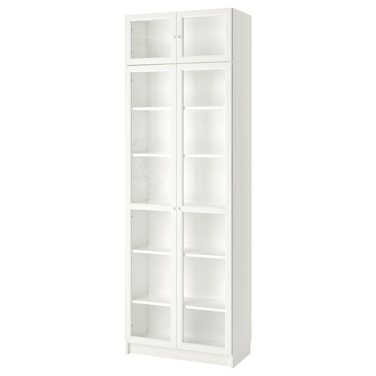 BILLY / OXBERG bookcase w height extension ut/drs, white/glass, 80x41x237 cm