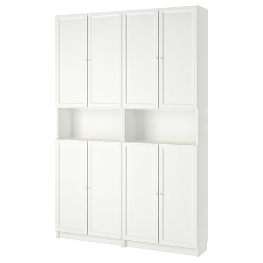 BILLY / OXBERG bookcase w height extension ut/drs, white, 160x30x237 cm