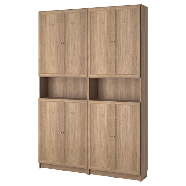 BILLY / OXBERG - Bookcase w height extension ut/drs, oak effect, 160x30x237 cm