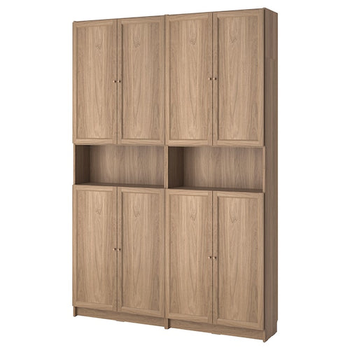 BILLY / OXBERG - Bookcase w height extension ut/drs, oak effect, 160x30x237 cm