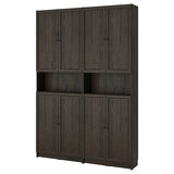BILLY / OXBERG bookcase w height extension ut/drs, dark brown oak effect, 160x30x237 cm