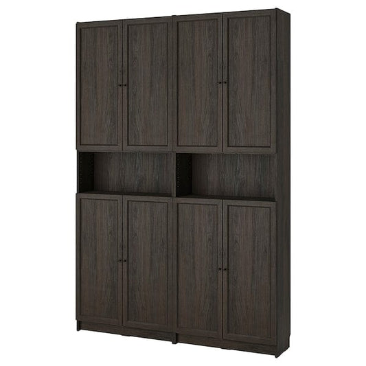 BILLY / OXBERG - Bookcase/top/top element, dark brown oak effect,160x30x237 cm