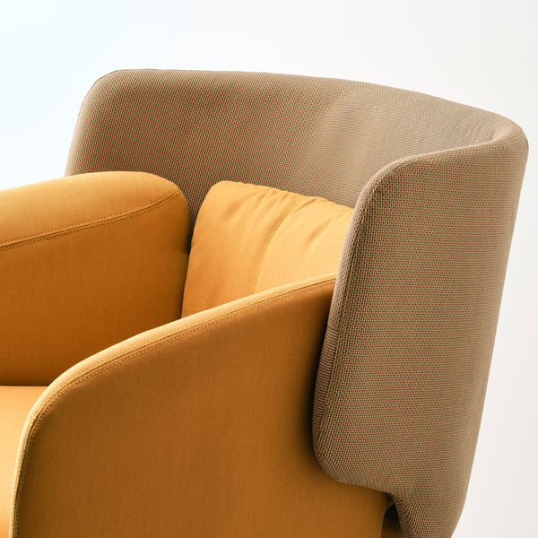 BINGSTA armchair, Vissle dark yellow/Kabusa dark yellow, 70x76x58 cm