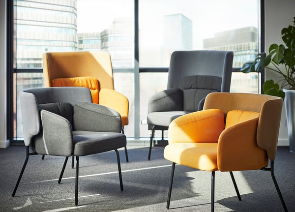 BINGSTA armchair, Vissle dark yellow/Kabusa dark yellow, 70x76x58 cm