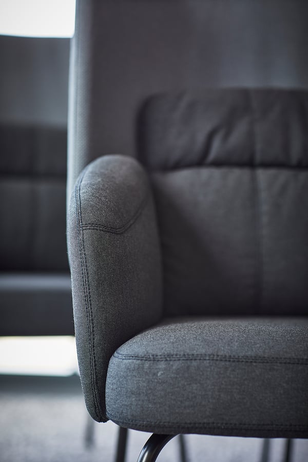 BINGSTA armchair, Vissle dark grey/Kabusa dark grey, 70x76x58 cm