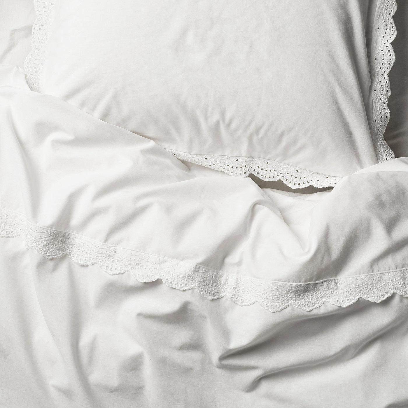 BIRGITTARÖNN duvet cover and 2 pillowcases, white, 240x220/50x80 cm