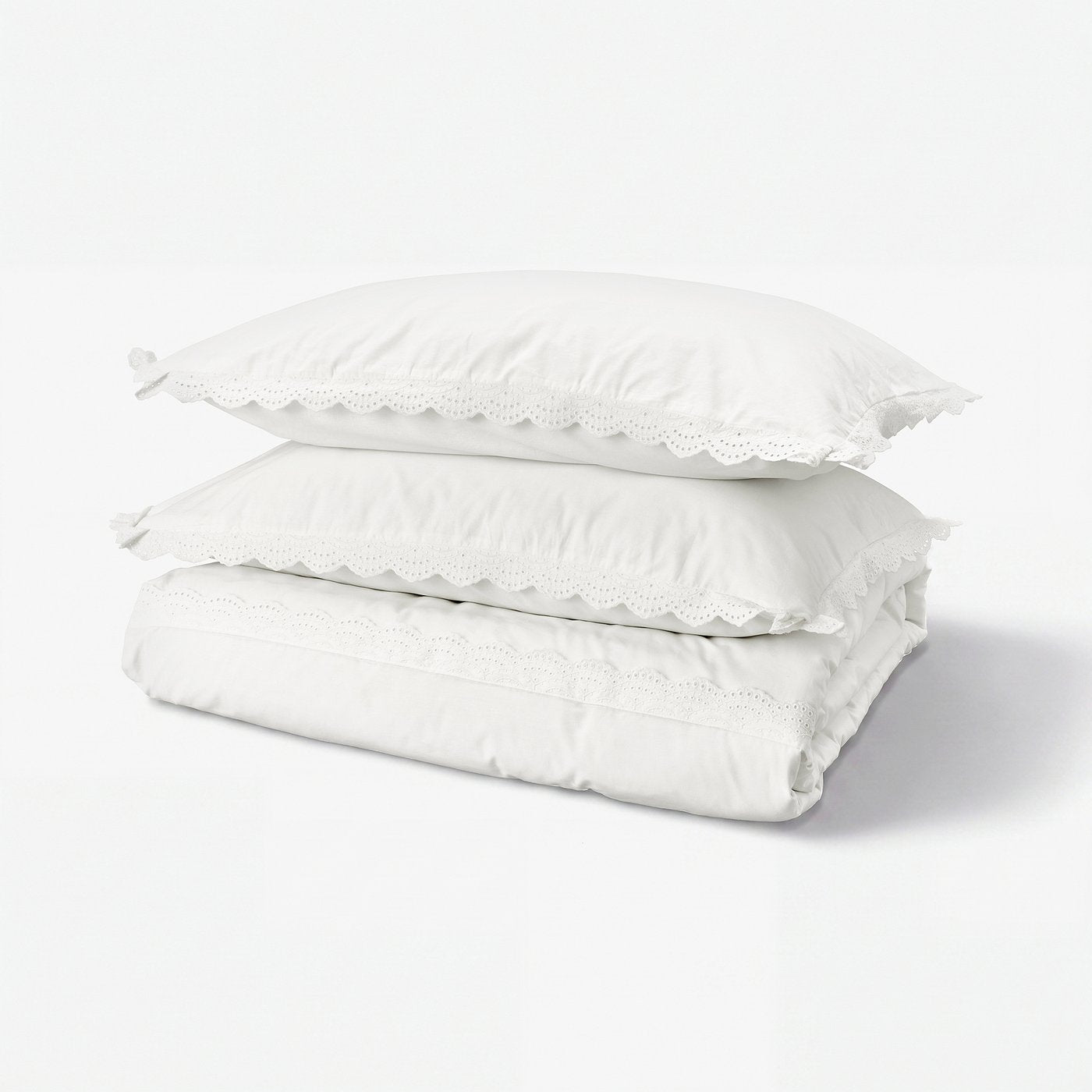 BIRGITTARÖNN duvet cover and 2 pillowcases, white, 240x220/50x80 cm