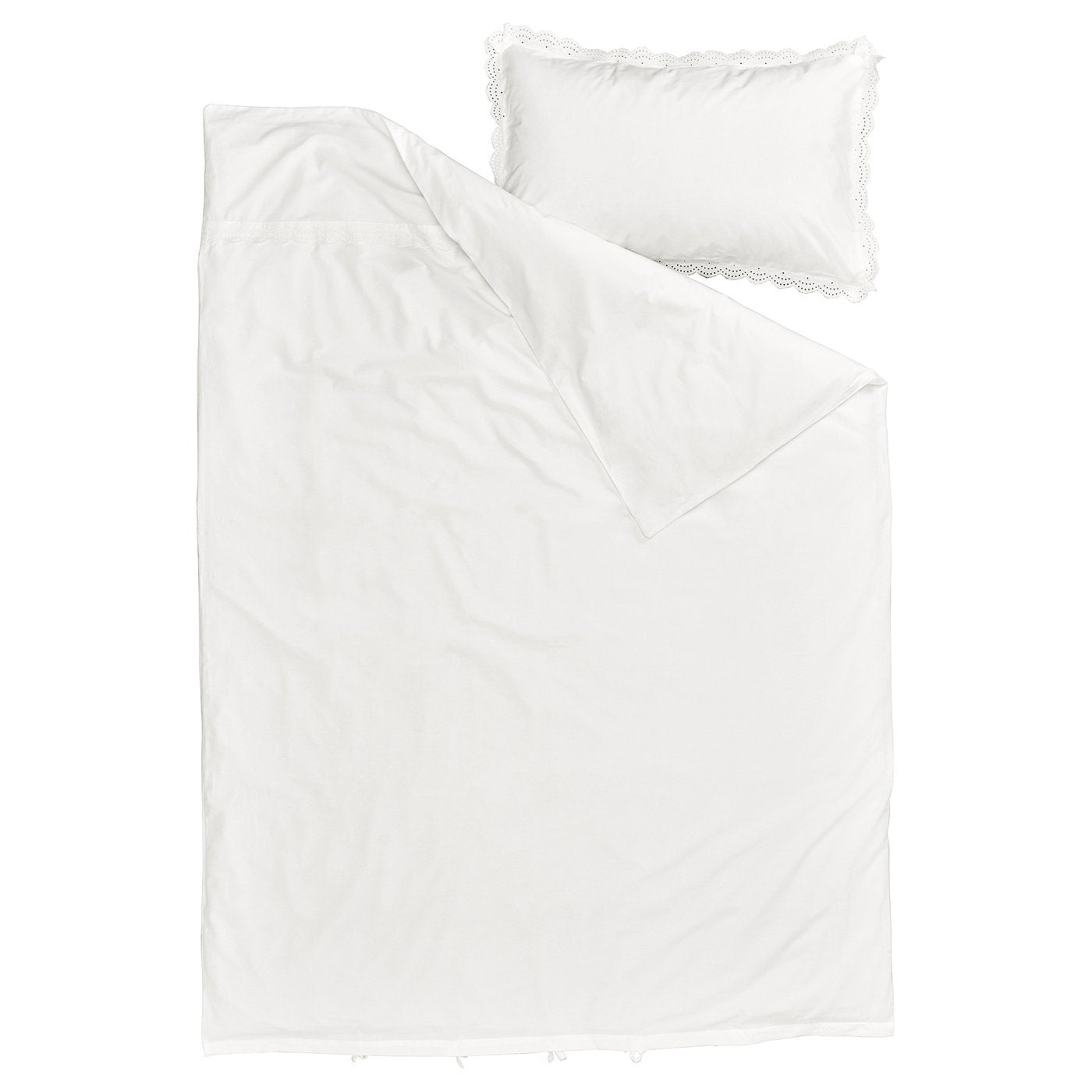 BIRGITTARÖNN duvet cover and pillowcase, white, 150x200/50x80 cm