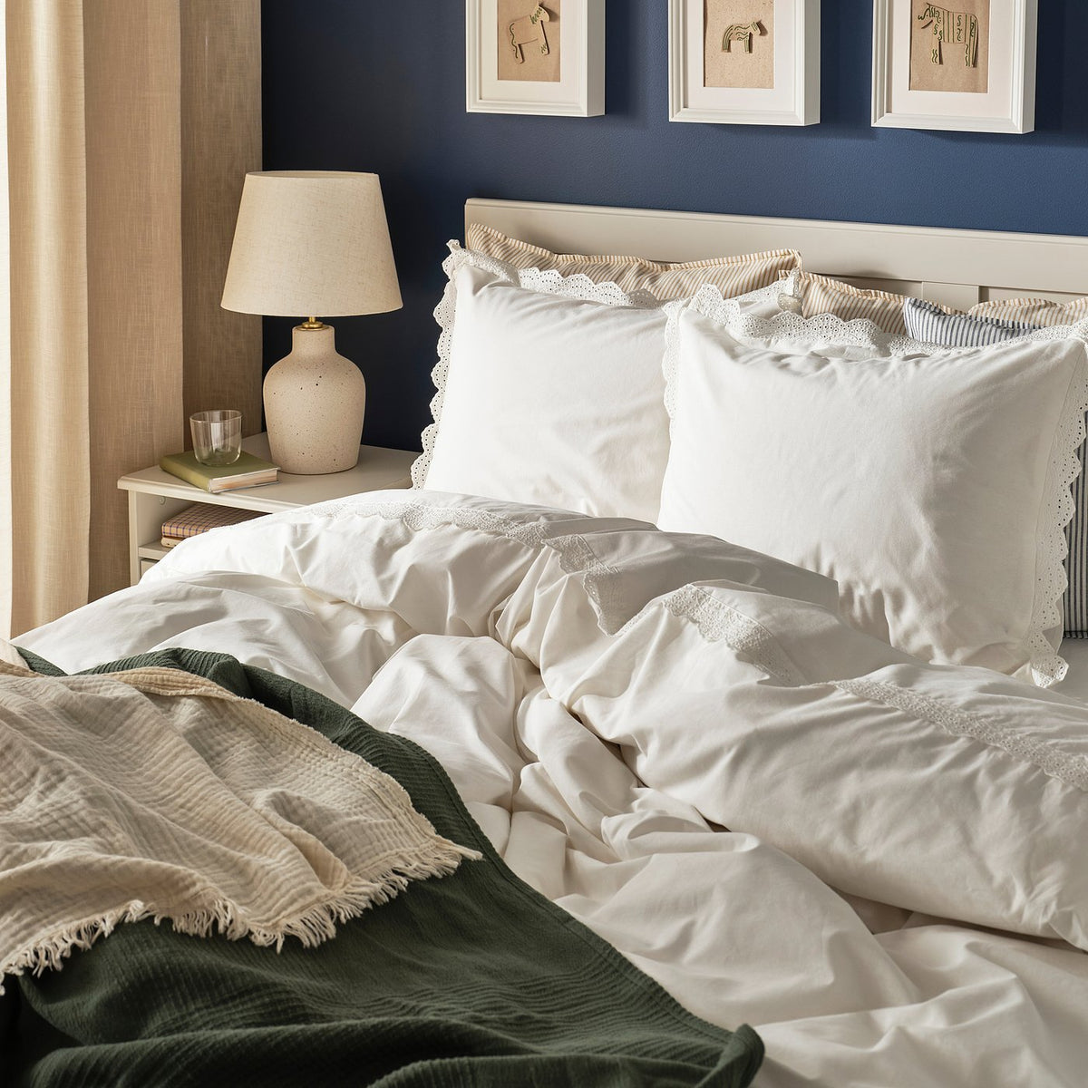 BIRGITTARÖNN duvet cover and pillowcase, white, 150x200/50x80 cm