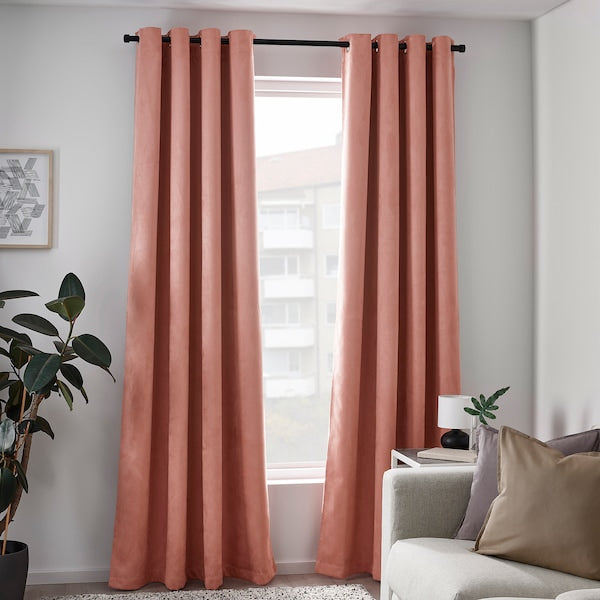 BIRTNA - Blackout curtain, 2 sheets, pale pink,145x300 cm ,