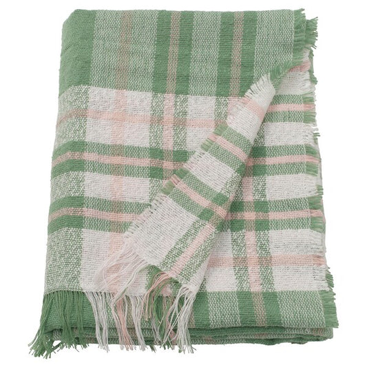 BISKOPSMÖSSA - Throw, green/off-white, 130x170 cm