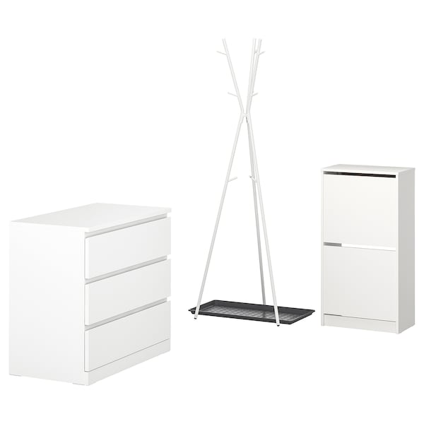 Ikea BISSA / EKRAR - Hallway furniture, set of 4, white/grey