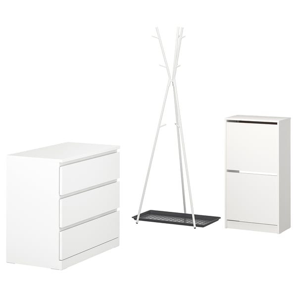 BISSA / EKRAR hallway furniture, set of 4, white/grey