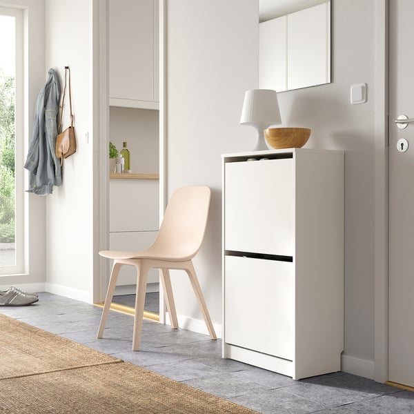 BISSA shoe cabinet with 2 compartments, white, 49x28x93 cm