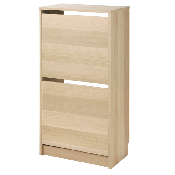 BISSA shoe cabinet with 2 compartments, oak effect, 49x28x93 cm