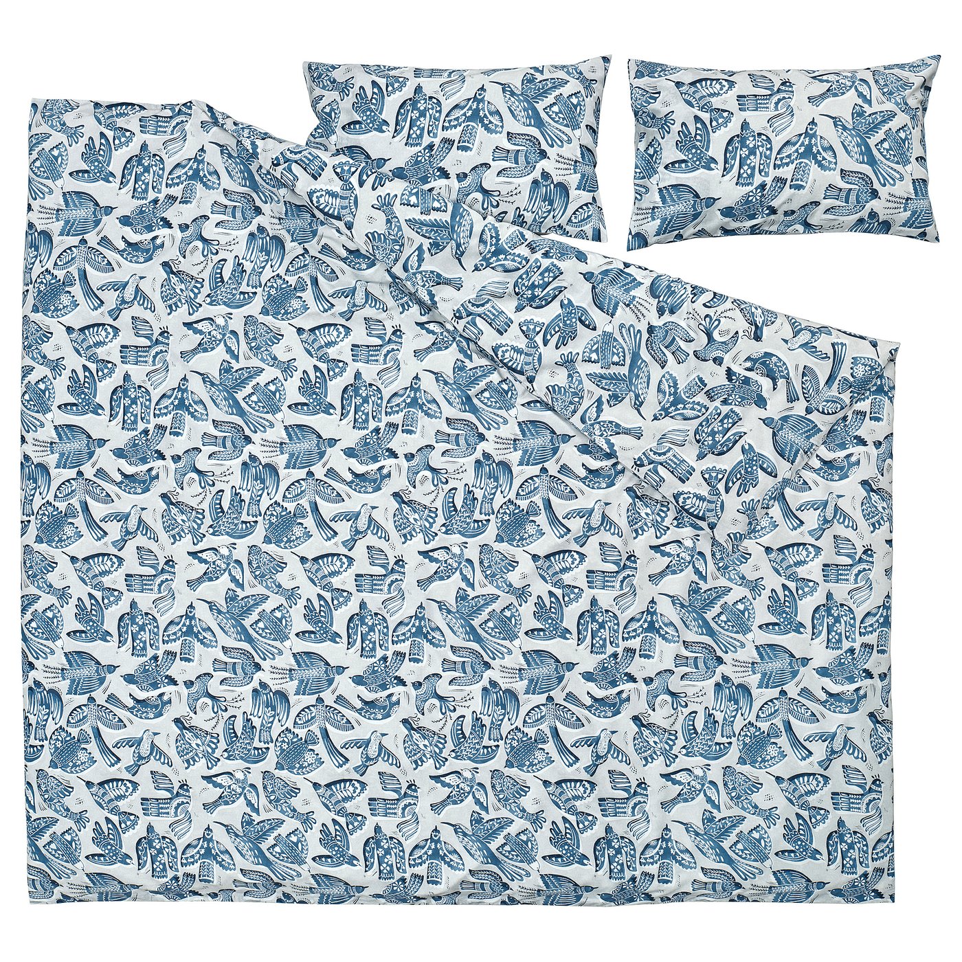 BITTERSÖTA duvet cover and 2 pillowcases, light grey/blue, 220x240 cm