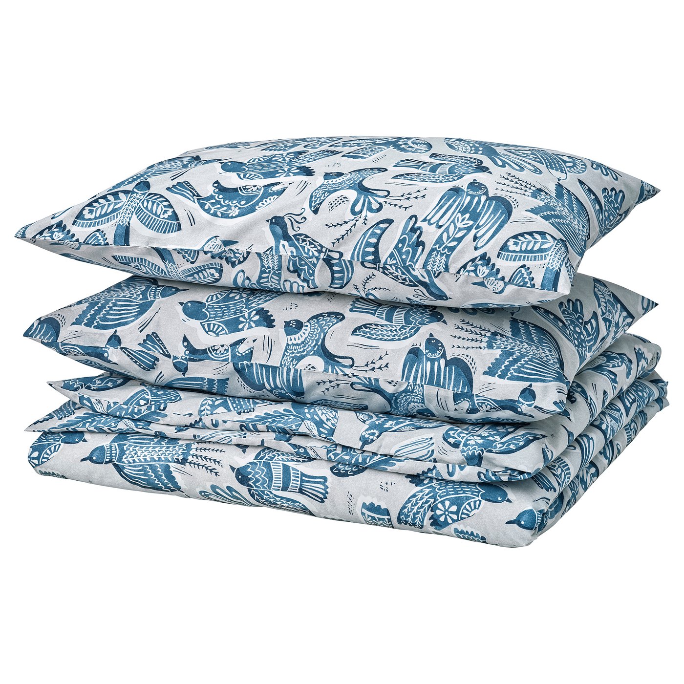 BITTERSÖTA duvet cover and 2 pillowcases, light grey/blue, 240x220/50x80 cm