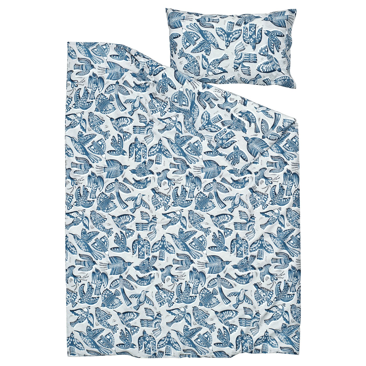 BITTERSÖTA duvet cover and pillowcase, light grey/blue, 150x200/50x80 cm