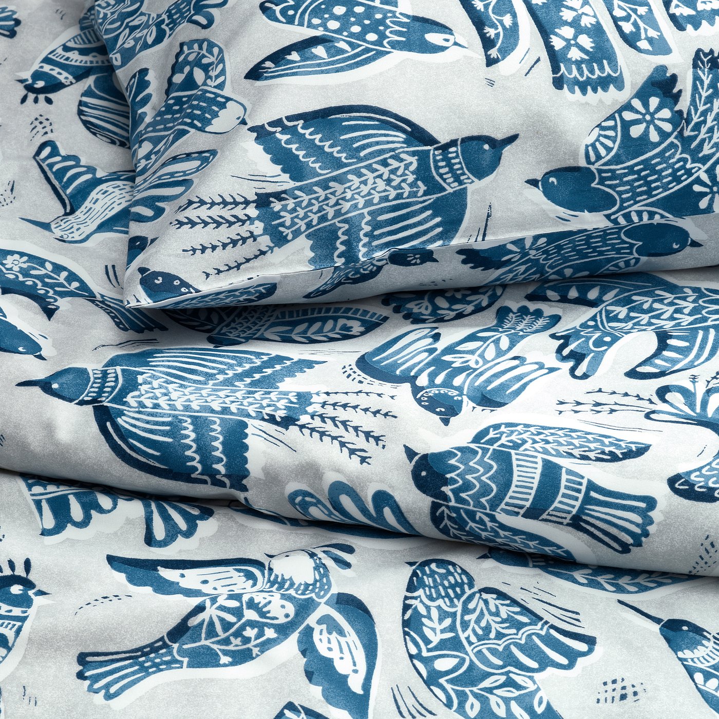 BITTERSÖTA duvet cover and pillowcase, light grey/blue, 150x200/50x80 cm